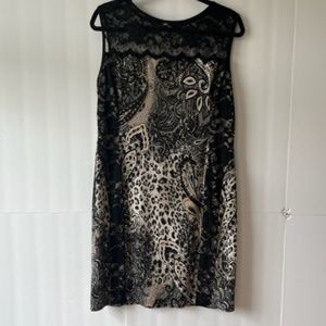 Joseph Ribkoff Sleeveless lace and animal print dress - Size 16 (more of a 14)